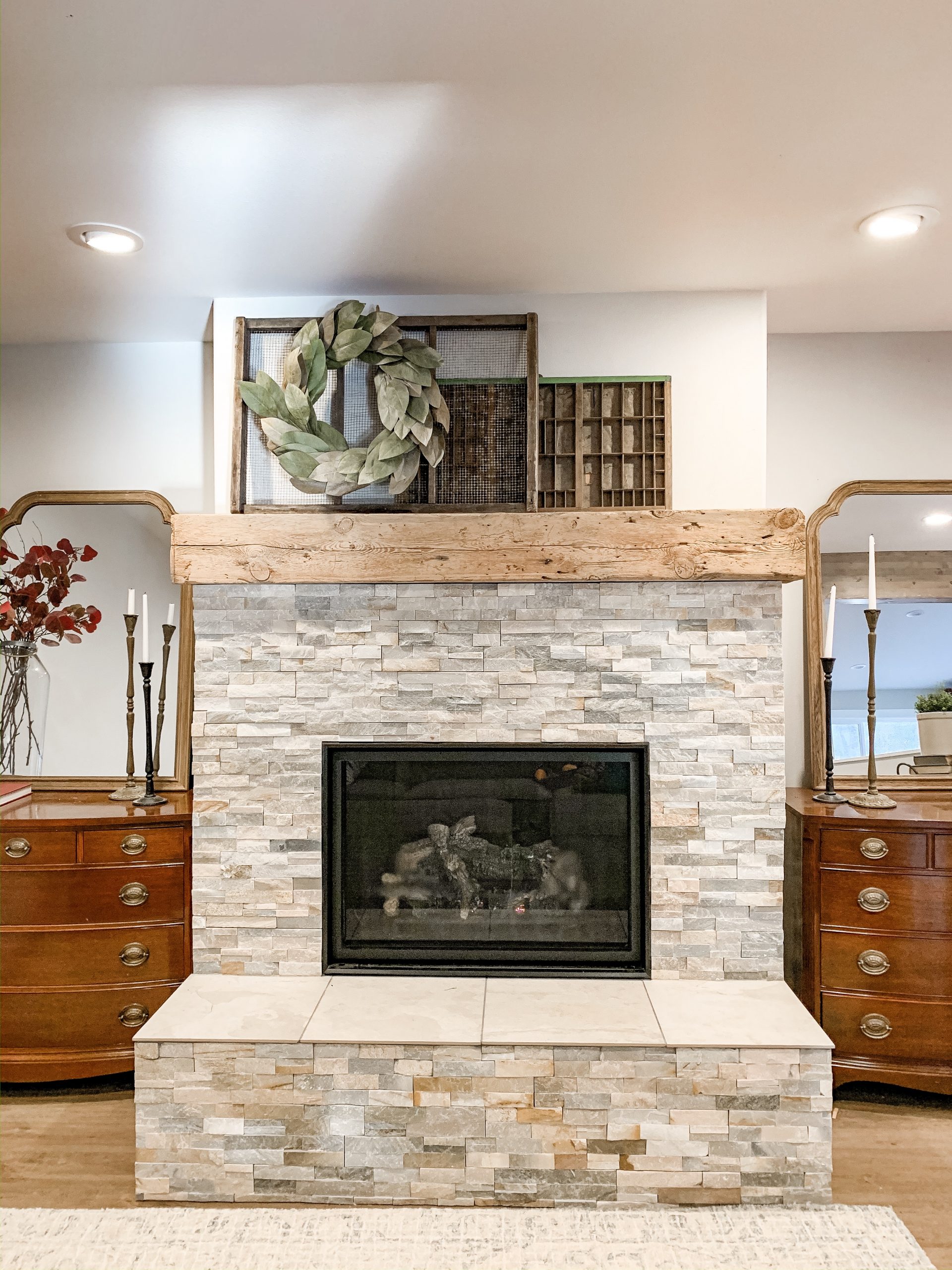 Wood Fireplace Inserts Lowes Awesome Farmhouse Fireplace with Quartz and Reclaimed Mantle the