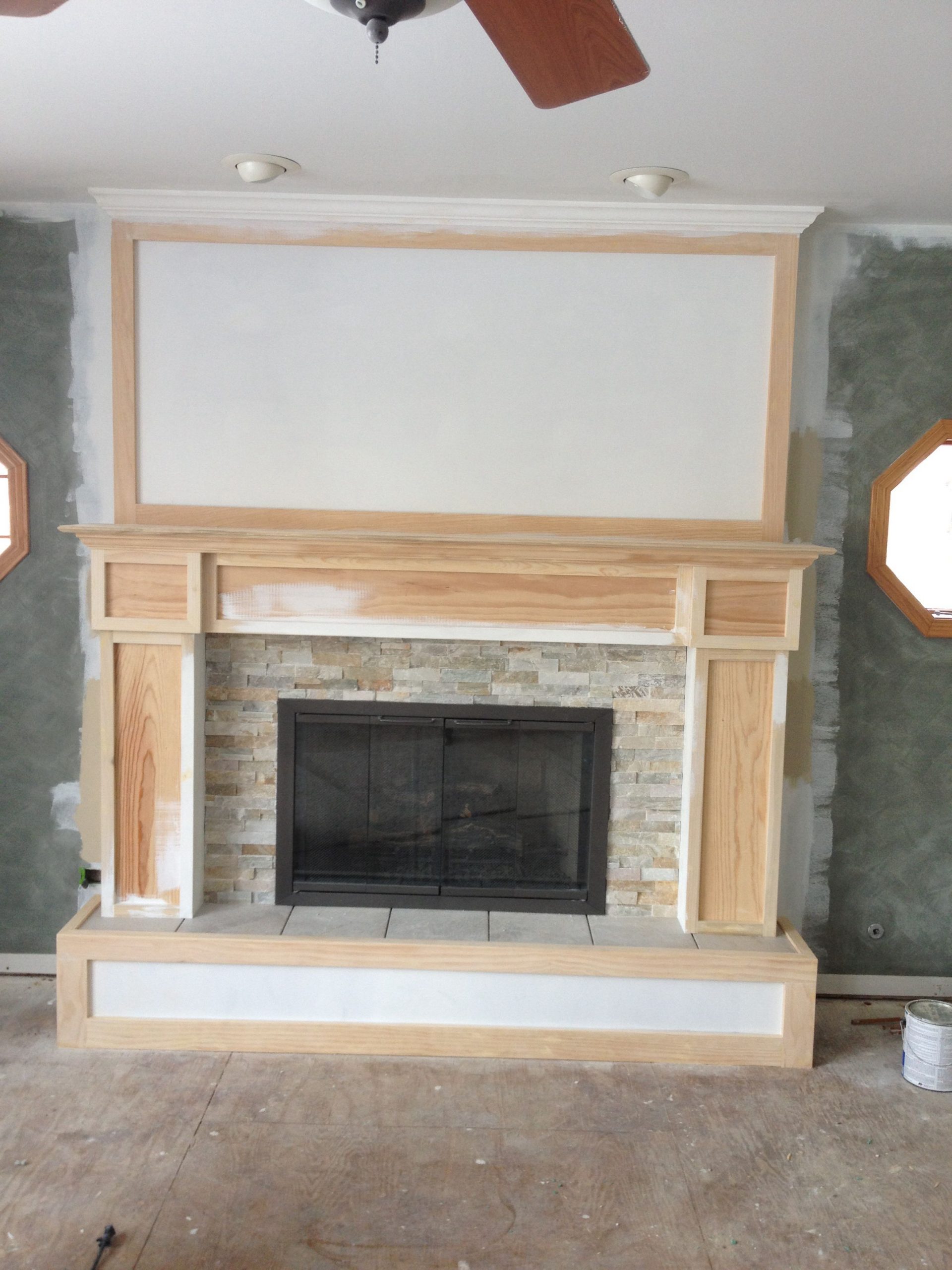 Step 6 install fireplace surround We used desert quartz ce d3a0f9273bbc