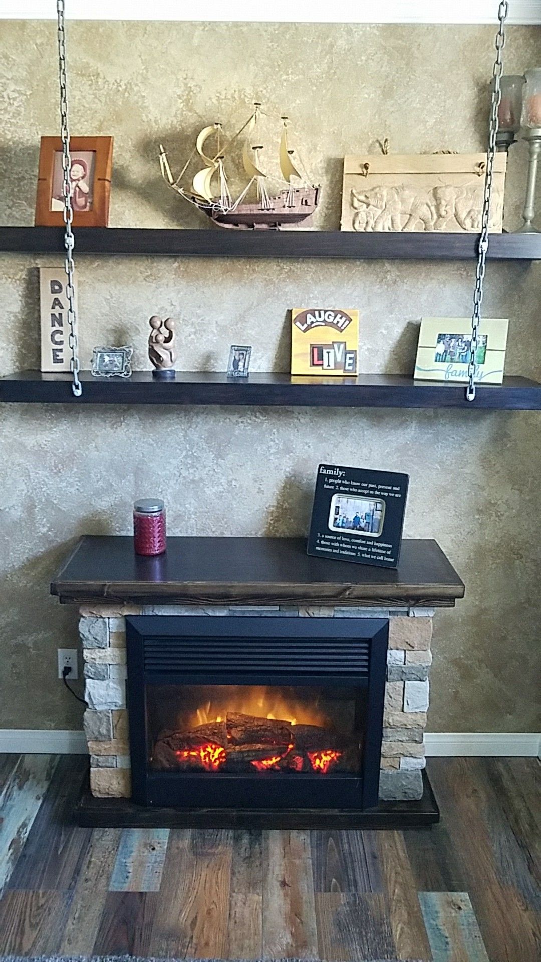 DIY Faux fireplace using Litestone from Lowes 9d69cf16b2d ba0fdebb9b10f05b