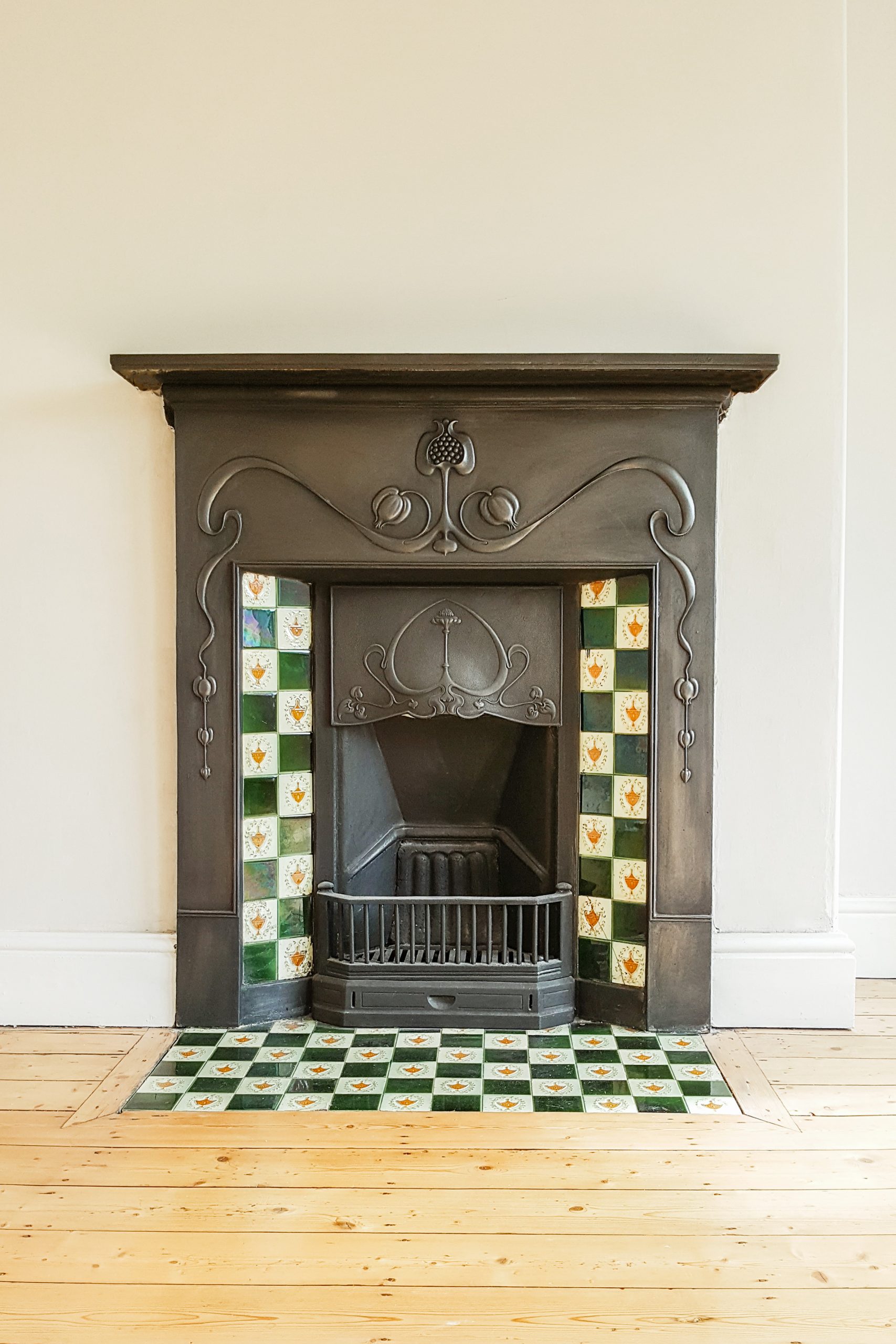 How To Restore A Cast Iron Fireplace Restored Cast Iron Fireplace Farrow Ball Skimming Stone Walls scaled