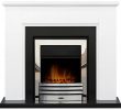Yankee Fireplace New Greenwich Fireplace In White & Black with Eclipse Chrome Electric Fire