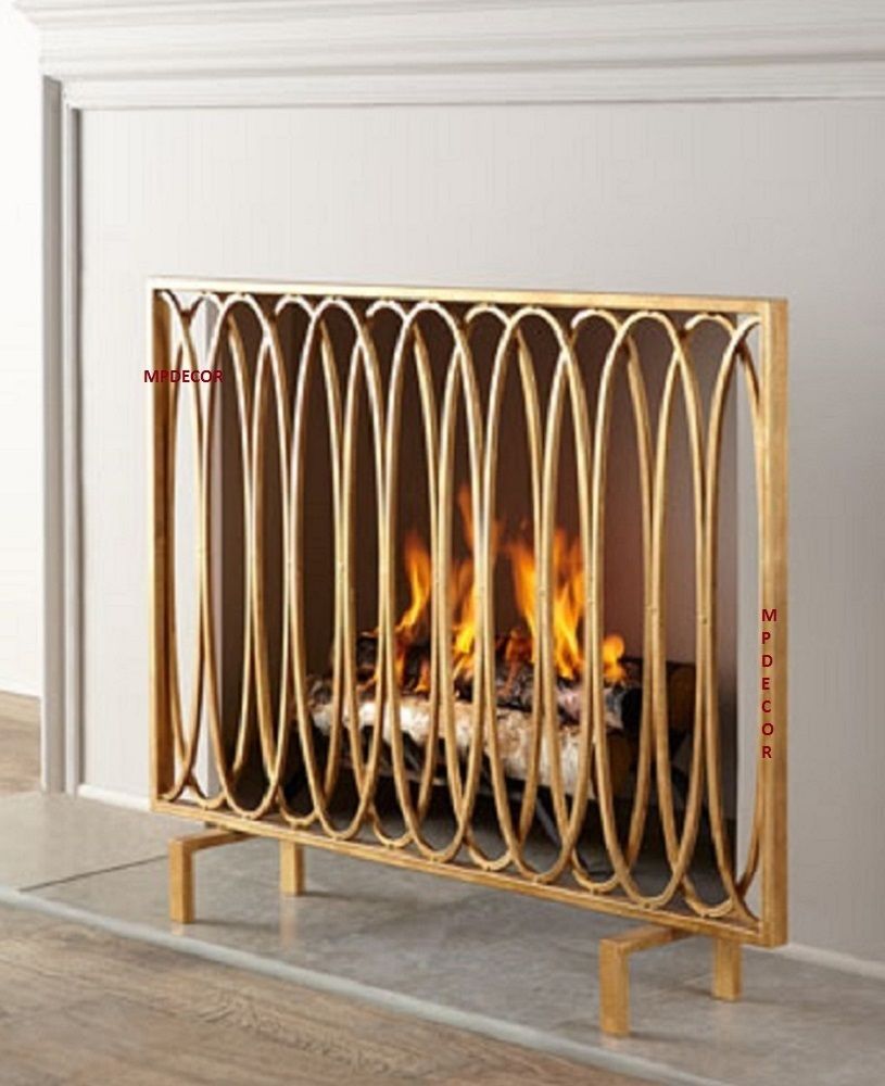 Antiqued Brass Fireplace Screen Best Of Details About Modern Geometric Oval Loops Fireplace Fire