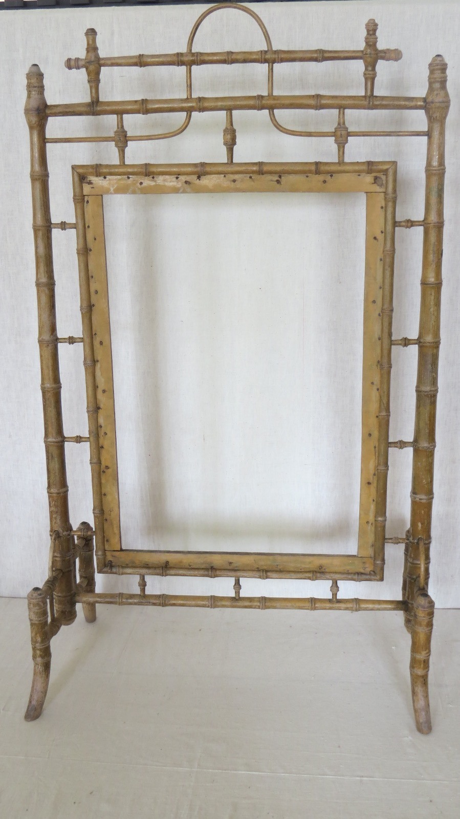 French Faux Bamboo Fire Screen c 1900 LA french faux bamboo fire screen c1900