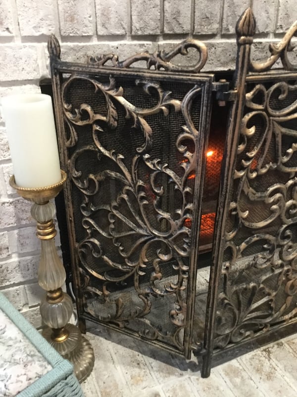IRON FIREPLACE SCREEN IN A ANTIQUED GOLD BRASS FINISH VERY iron fireplace screen in a antiqued gold brass finish very ornate 695cf92a 7815 498b b61b dadf1db509f4