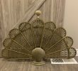 Antiqued Brass Fireplace Screen Inspirational Vintage Brass Clam Shell Folding Peacock Fireplace Screen Fan Art Deco Mcm