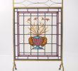 Antiqued Brass Fireplace Screen New Antiques atlas Edwardian Stained Glass Fire Screen