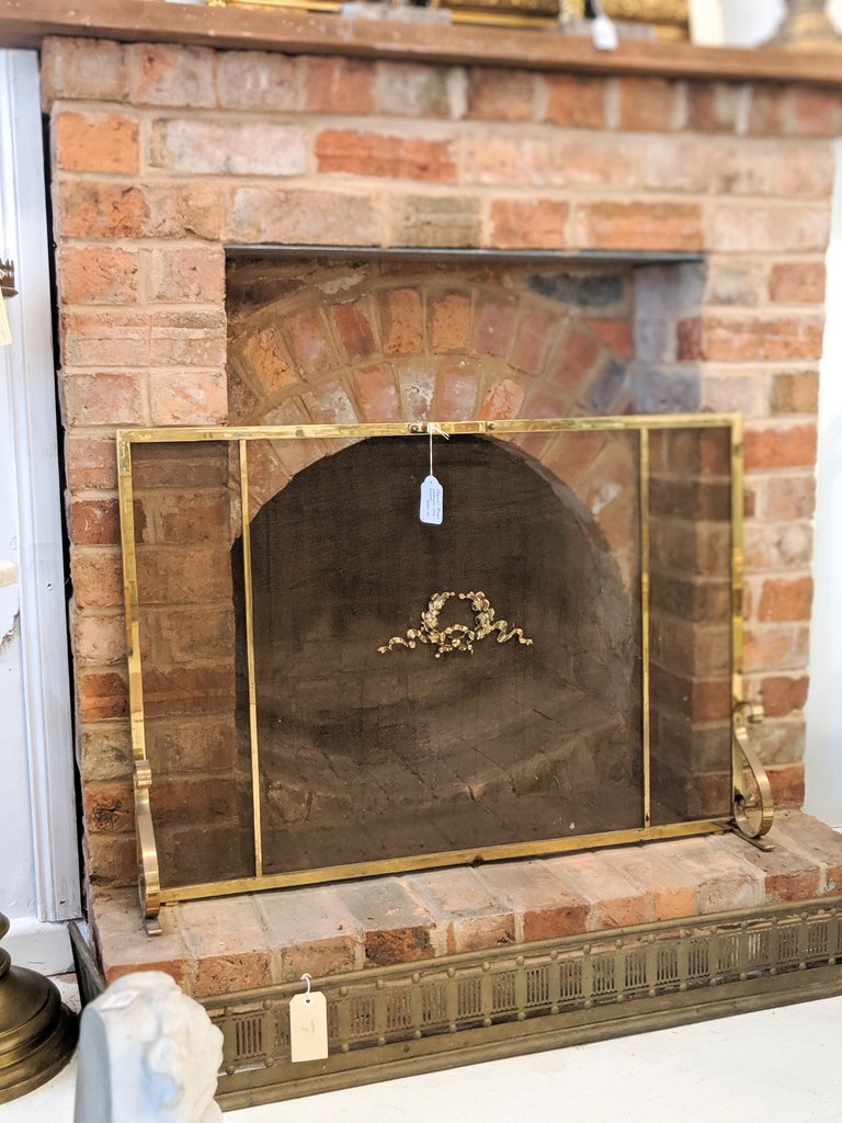 Antiqued Brass Fireplace Screen Unique A French Brass Fire Spark Screen – Greystones Antiques