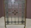 Antiqued Brass Fireplace Screen Unique Edwardian Leaded Glass & Brass Framed Fire Screen