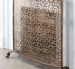 Antiqued Brass Fireplace Screen Unique Light Burnished Gold Iron Ge