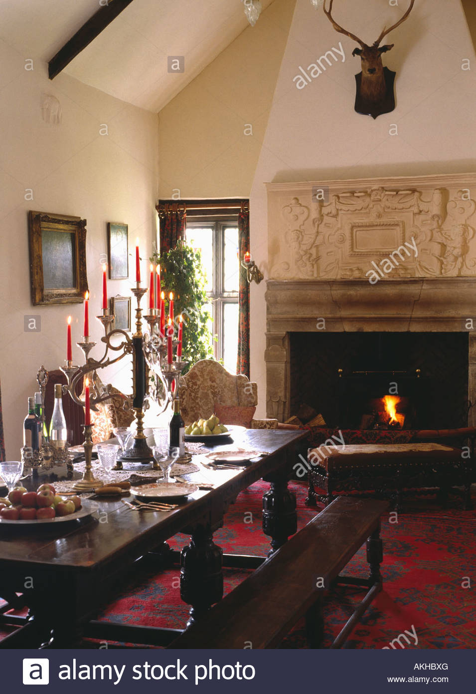 Fireplace Benches Fresh ornate Overmantel On Jacobean Fireplace with Fire Lit In