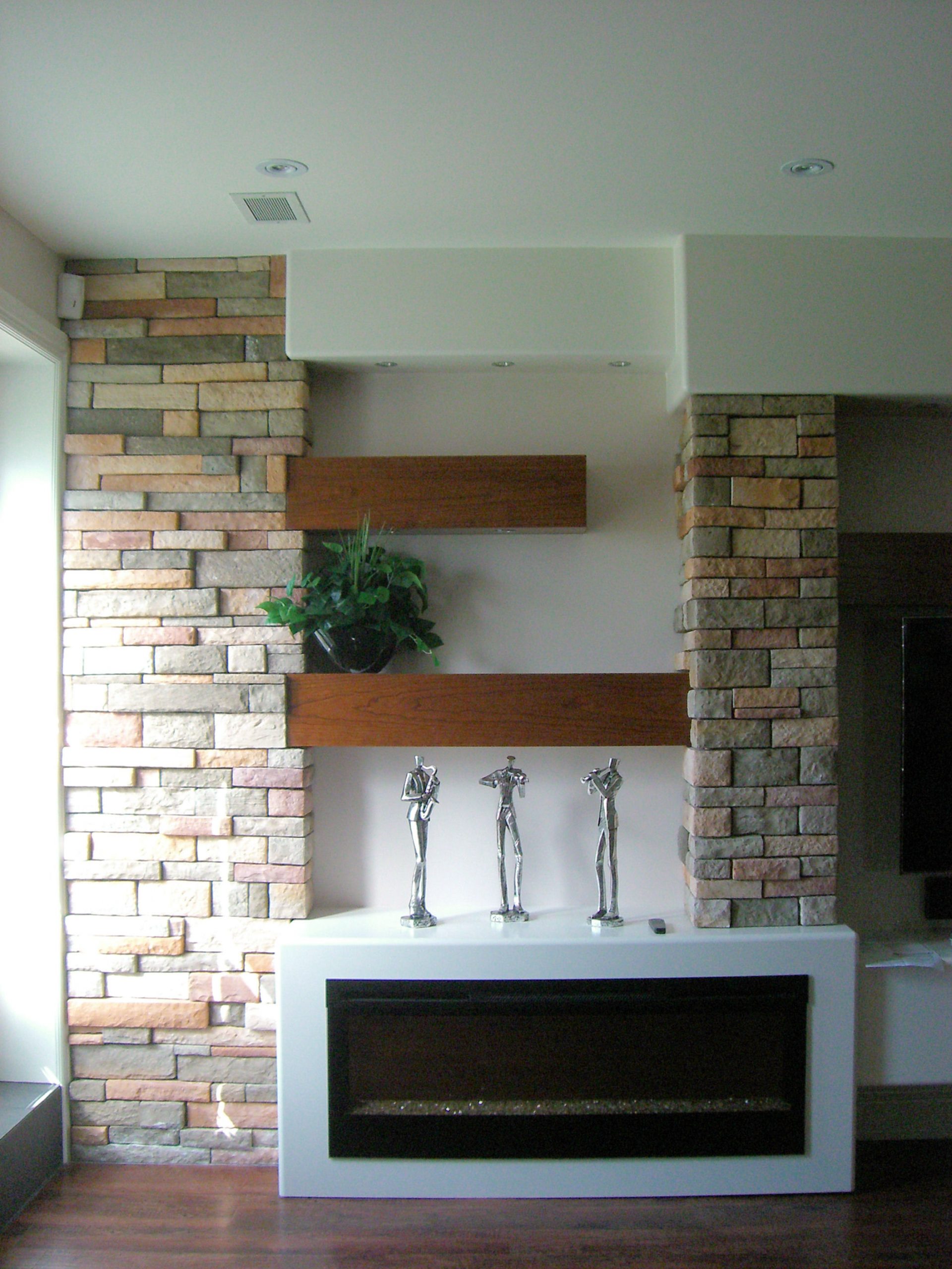 Reeces Fine Interiors and Woodworking Modern Contemporary Wall Unit with Stone Elements