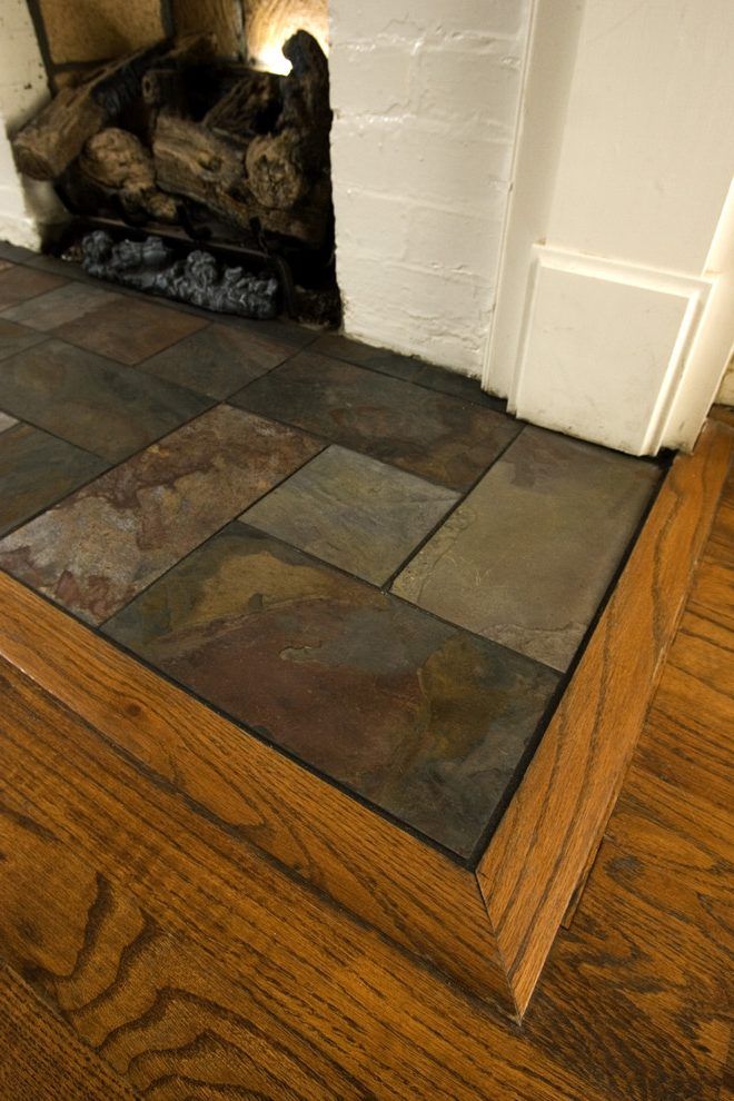 Slate Tiles for Fireplace Elegant Slate Fireplace Hearth Family Room Traditional with Tile