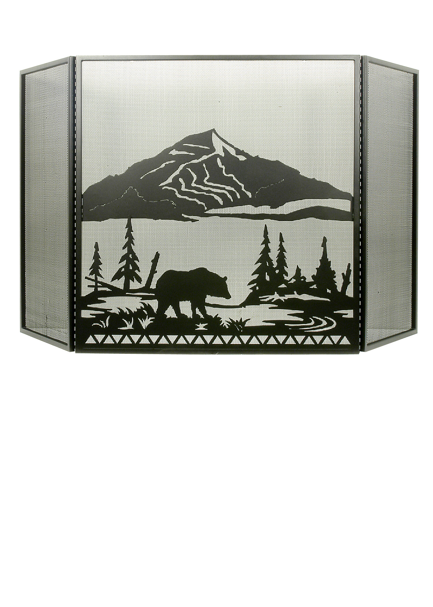 Bear Creek 3 Panel Fireplace Screen meyda tiffany bear creek 3 panel fireplace screen mey5954