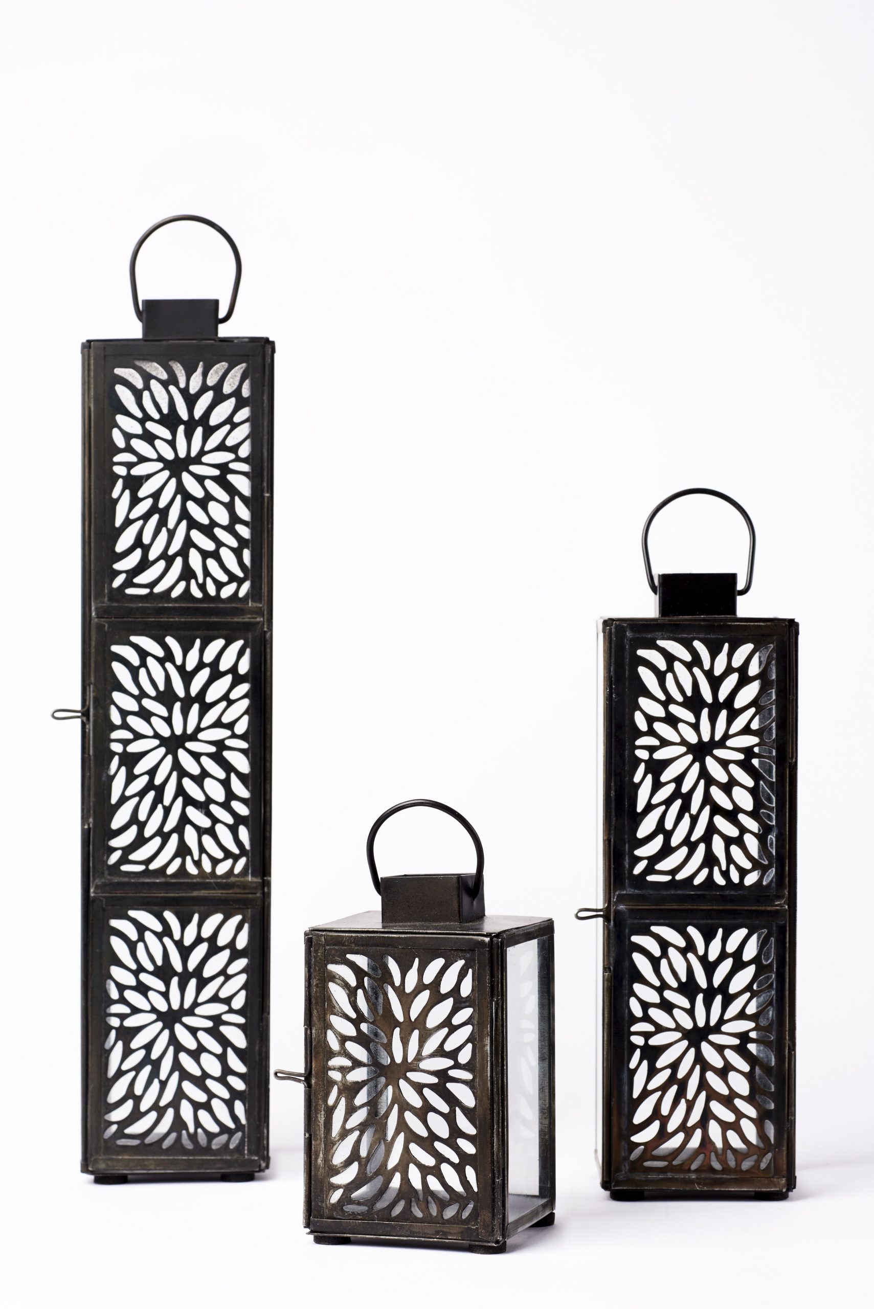 Wayfair Fireplace Screen Beautiful Flower Shadow Small Glass and Metal Lantern